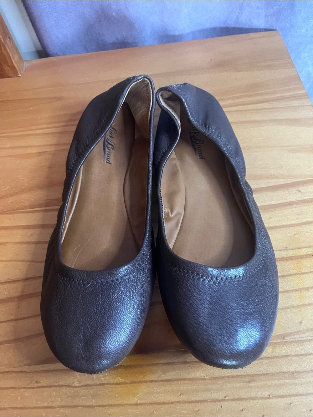 Lucky Brand Dark Brown Leather Ballet Flats